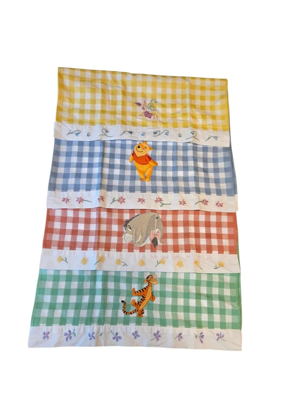 Vintage Disney Store Winnie the Pooh Embroidered Kitchen Towels Set of 4 Cotton